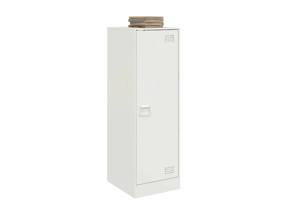 Credenza Bianca 34,5x39x107 cm Acciaio con Ante Vetro