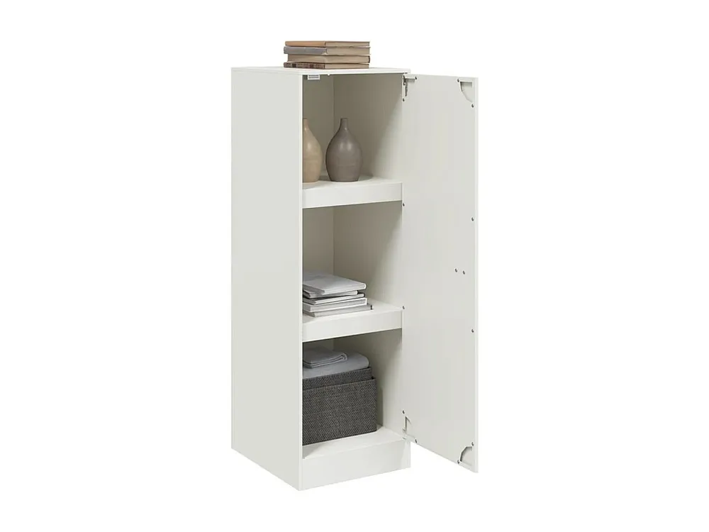 Credenza Bianca 34,5x39x107 cm Acciaio con Ante Vetro