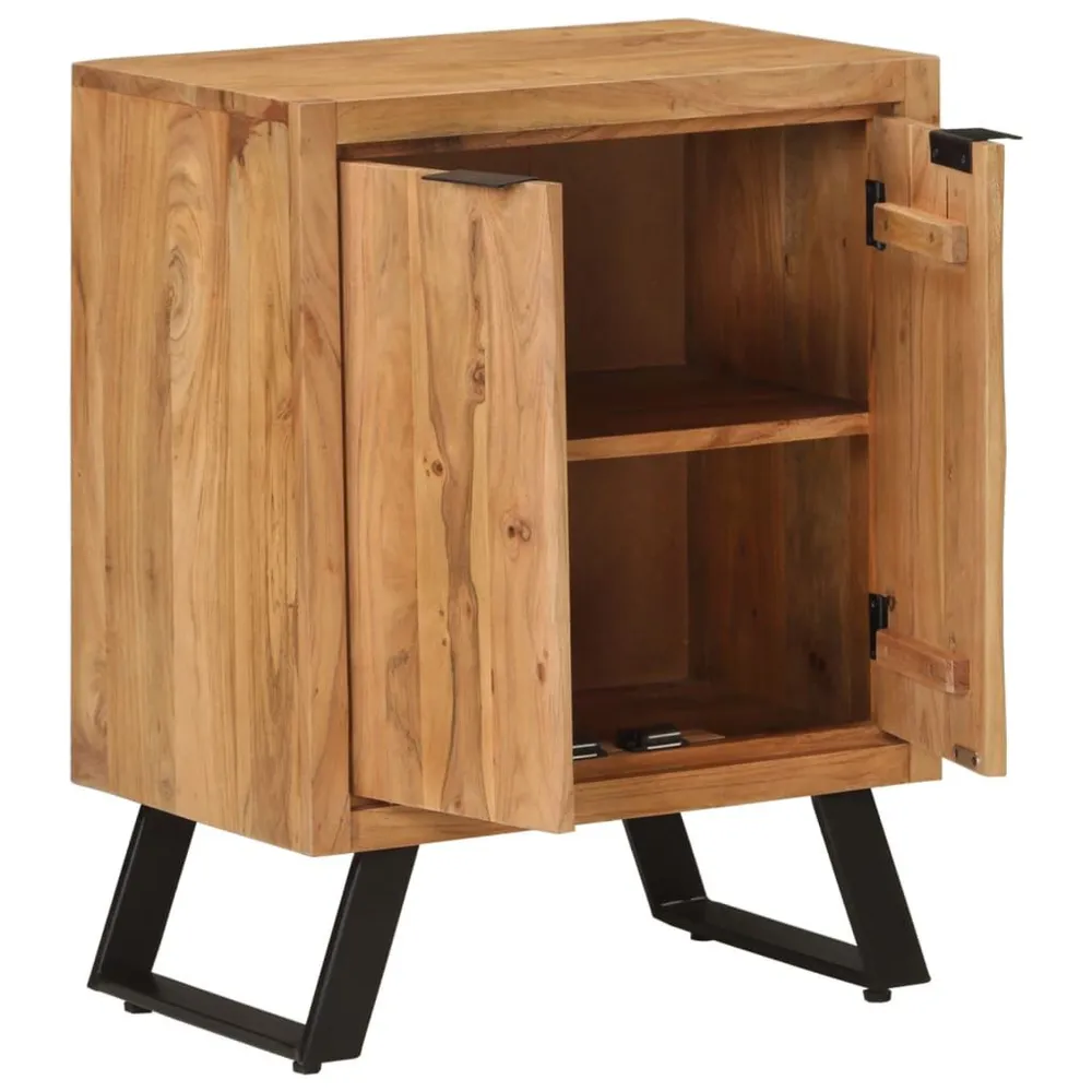 Credenza con 2 Ante 55x36x72 cm Legno Massello di Acacia