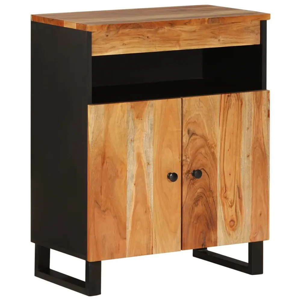 Credenza con 2 Ante 60x33x75 cm Legno Massello di Acacia