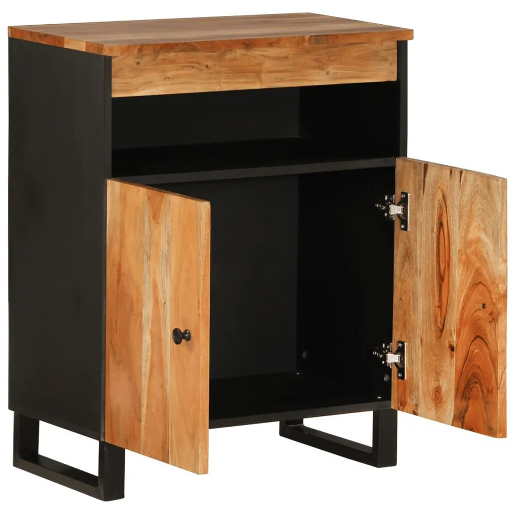 Credenza con 2 Ante 60x33x75 cm Legno Massello di Acacia