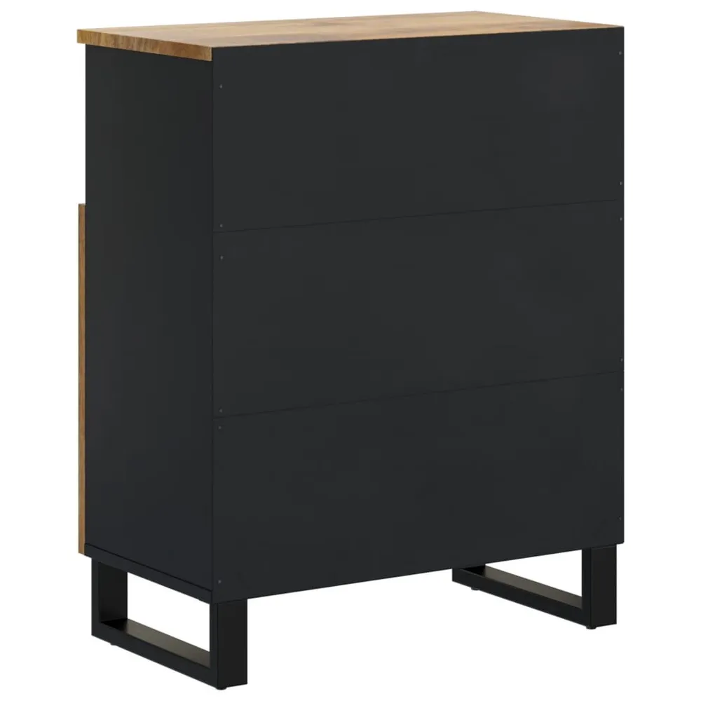 Credenza con 2 Ante 60x33x75 cm Legno Massello di Mango con Cassetti Soft-Close