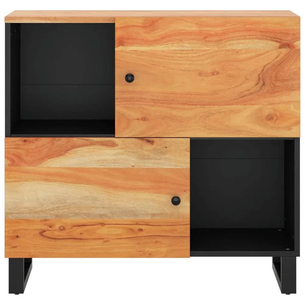 Credenza con 2 Ante 80x33x75 cm Legno Massello di Acacia