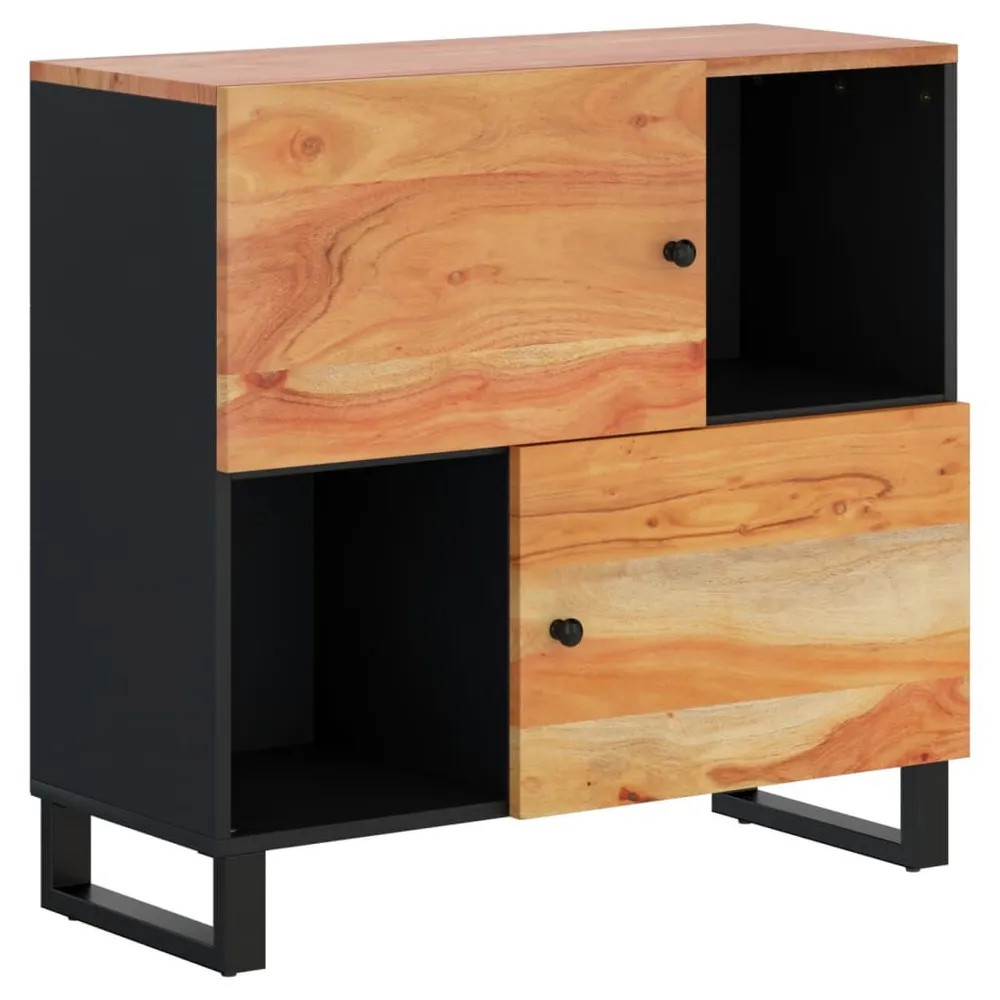 Credenza con 2 Ante 80x33x75 cm Legno Massello di Acacia