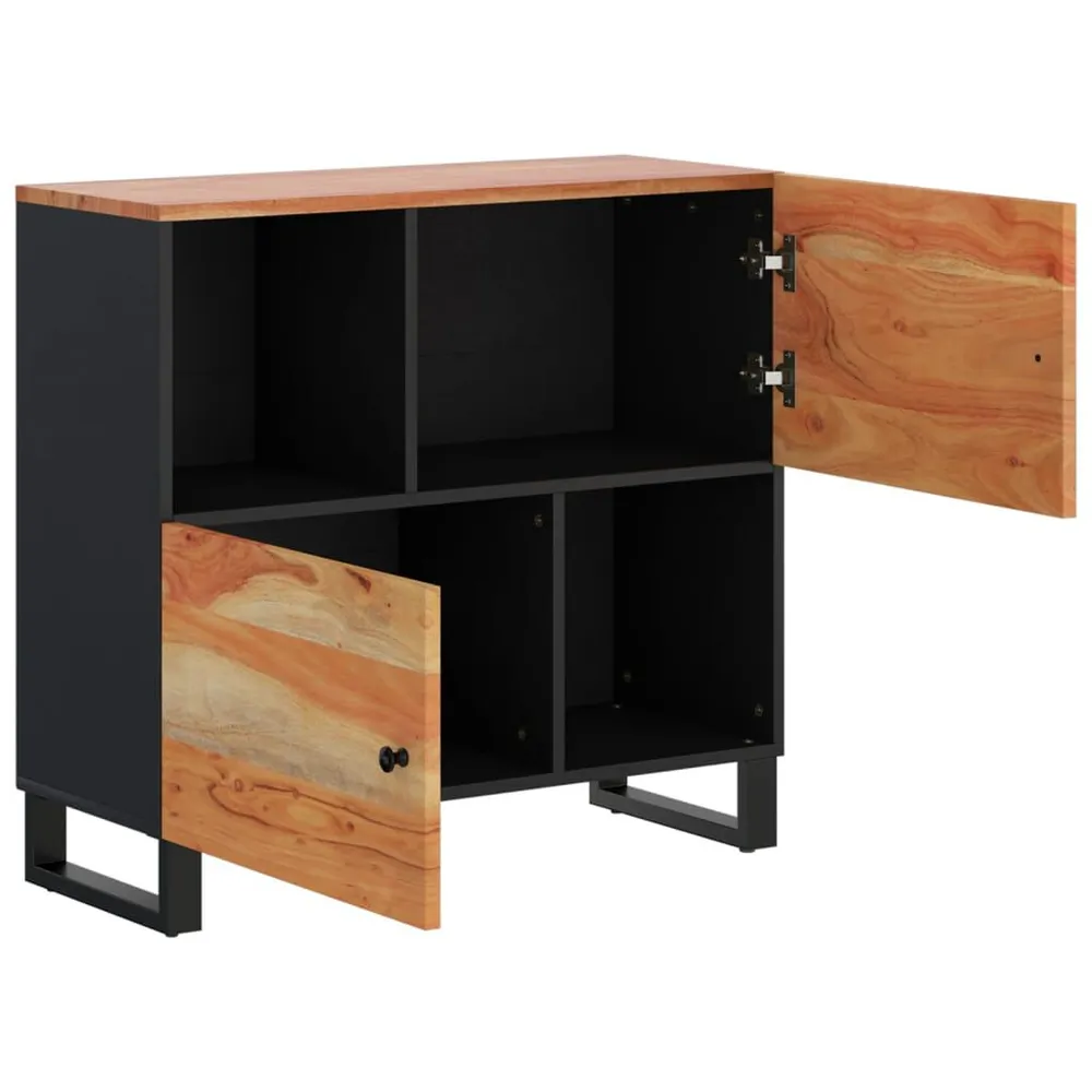 Credenza con 2 Ante 80x33x75 cm Legno Massello di Acacia