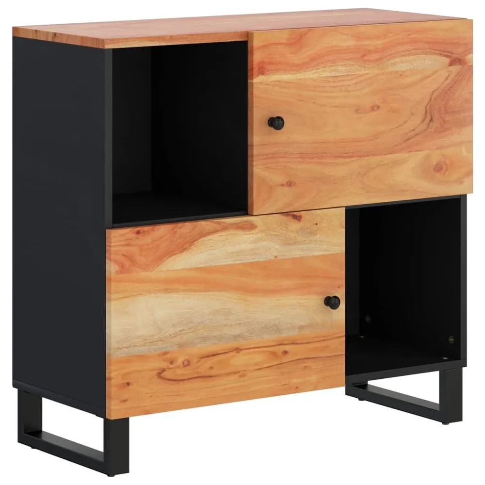 Credenza con 2 Ante 80x33x75 cm Legno Massello di Acacia