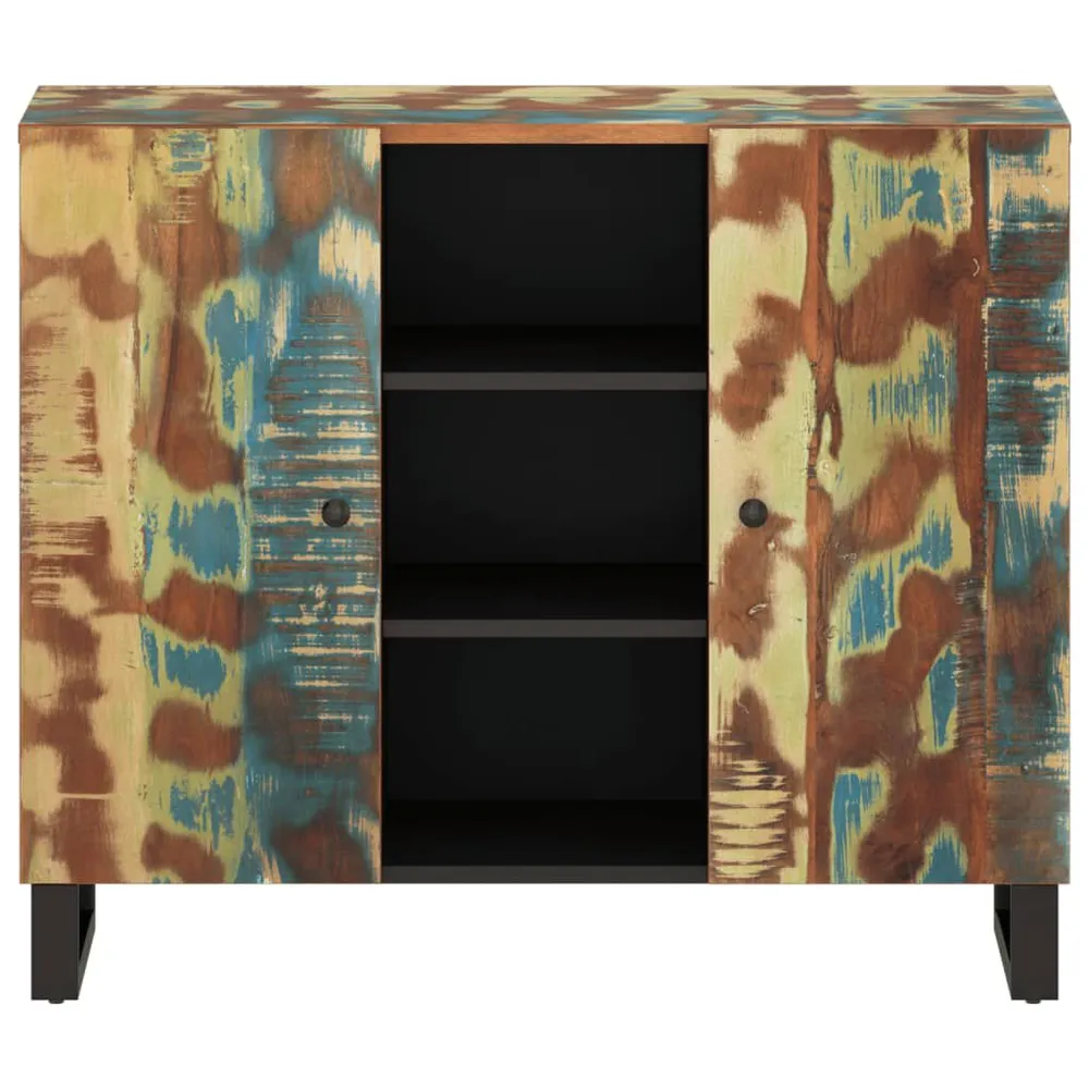 Credenza con 2 Ante 90x33x75 cm Legno Massello di Recupero