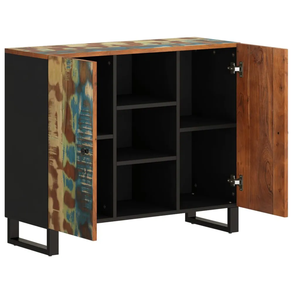 Credenza con 2 Ante 90x33x75 cm Legno Massello di Recupero