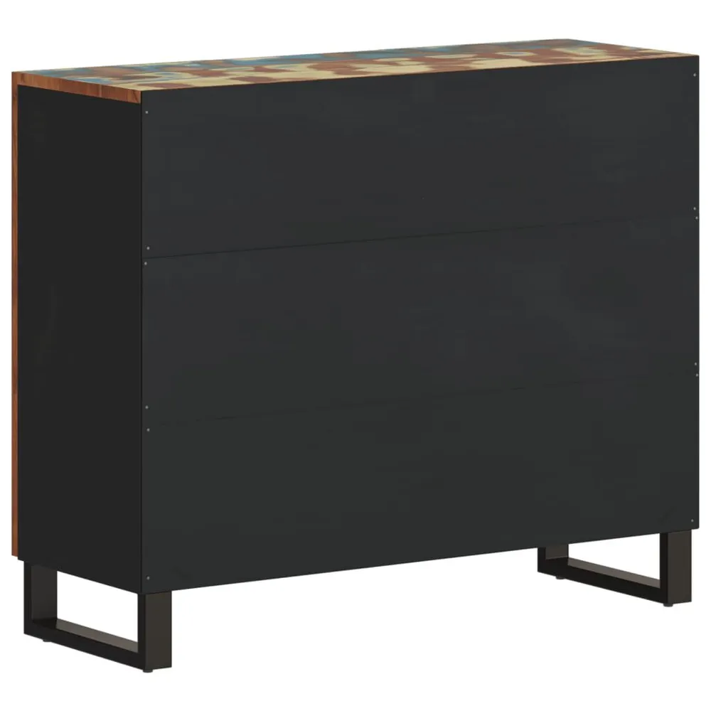 Credenza con 2 Ante 90x33x75 cm Legno Massello di Recupero