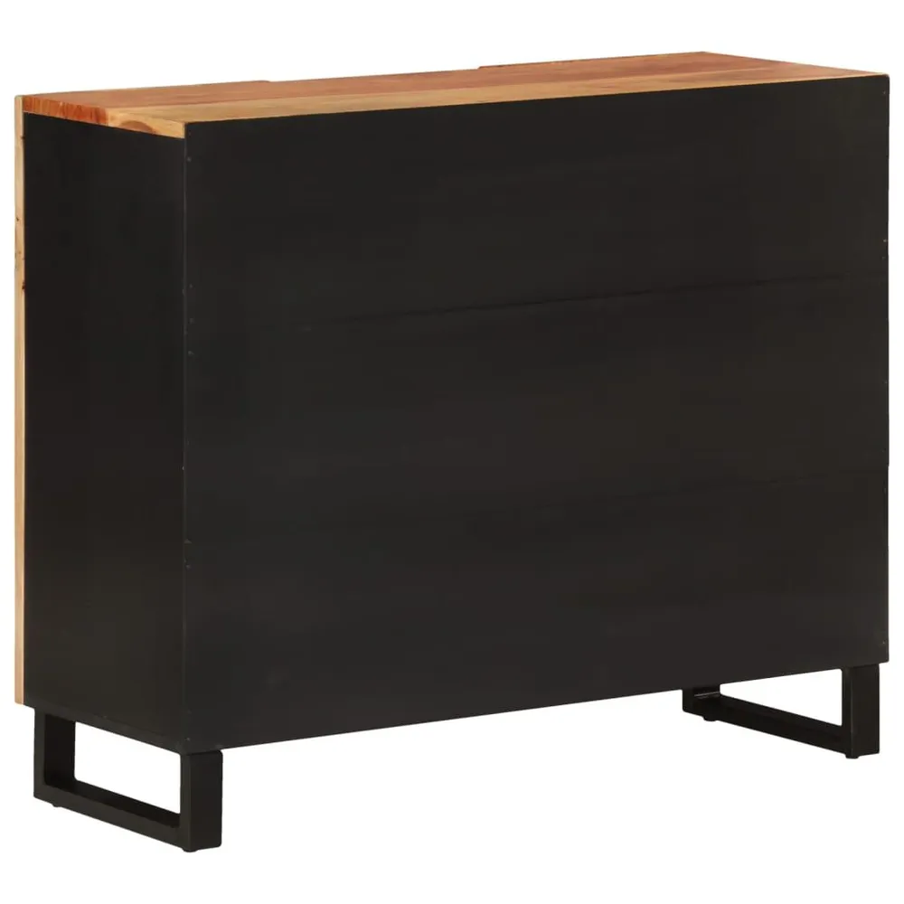Credenza con 2 Ante 90x33x75 cm Legno Massello di Acacia
