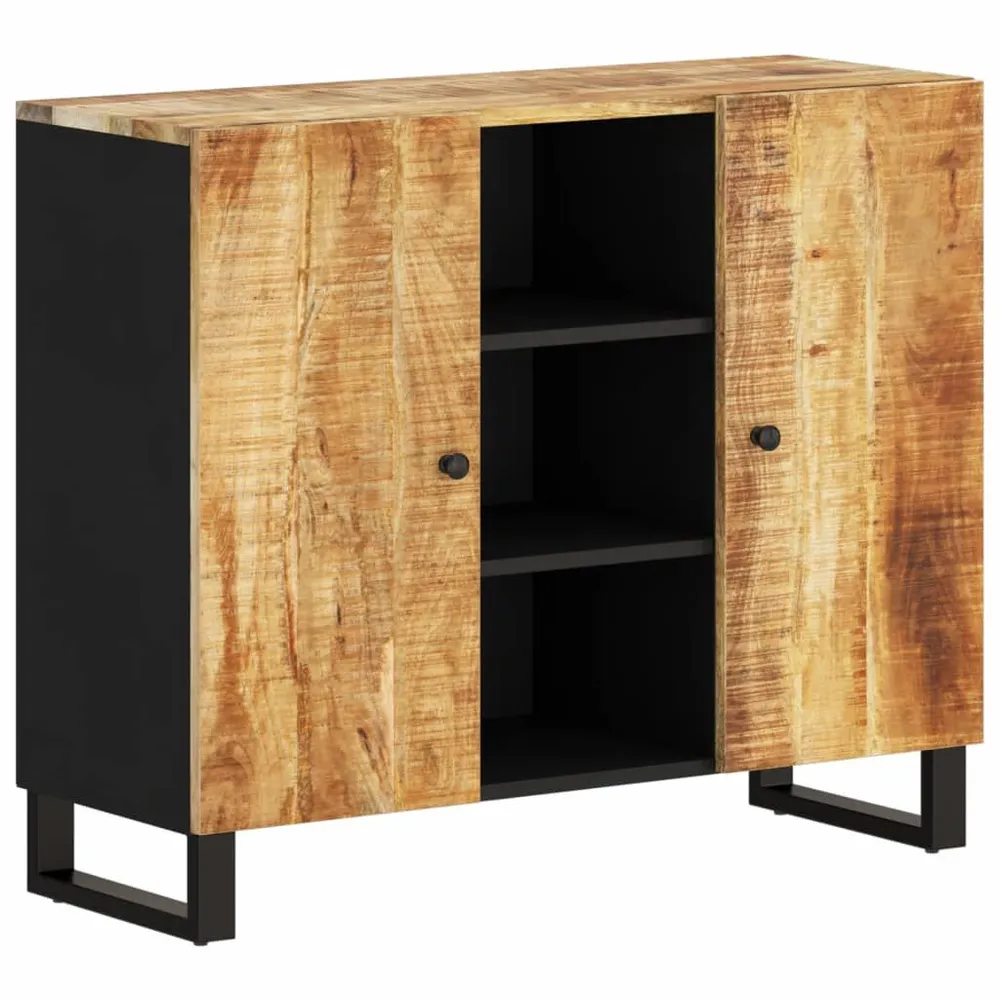 Credenza con 2 Ante 90x33x75 cm Legno Massello di Mango