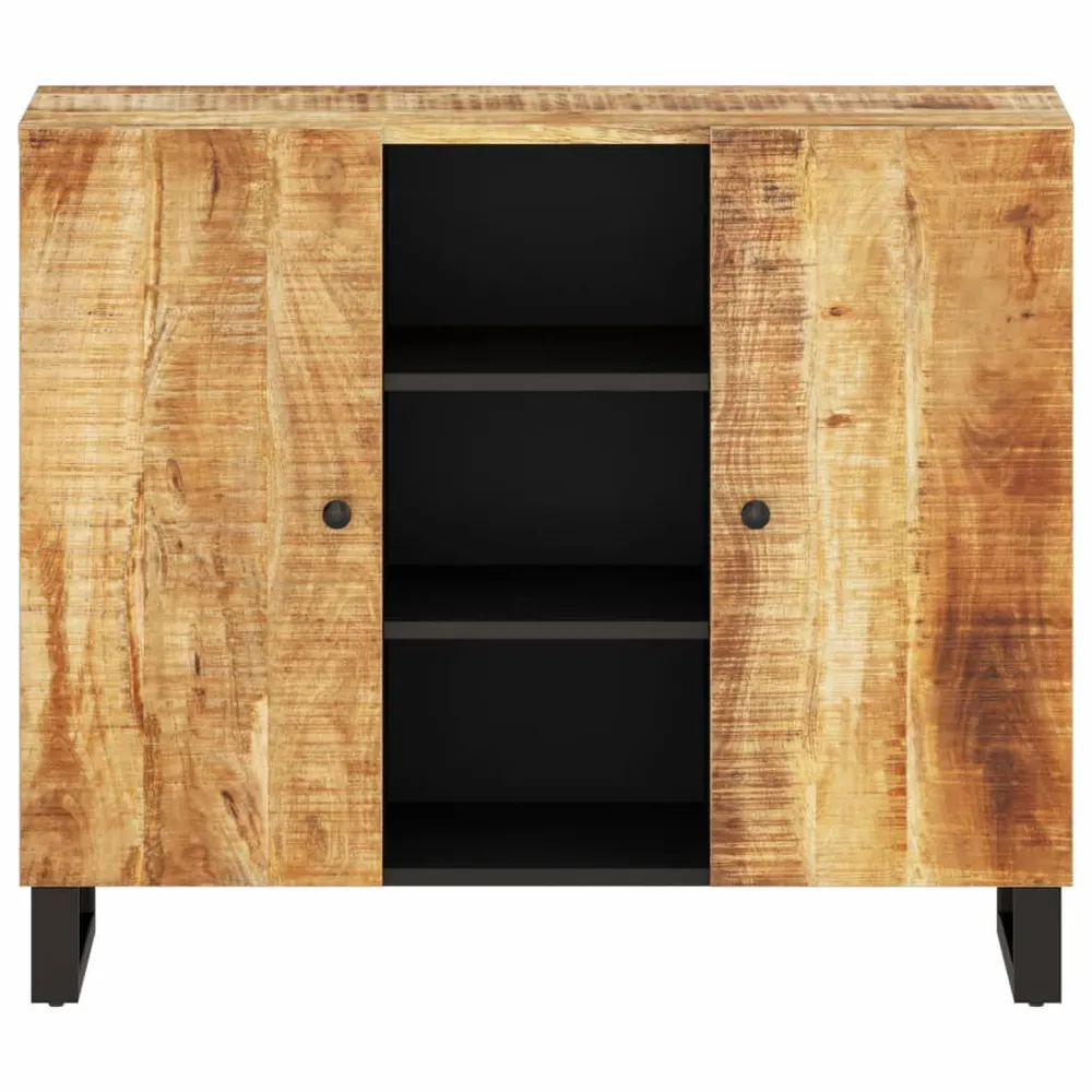 Credenza con 2 Ante 90x33x75 cm Legno Massello di Mango