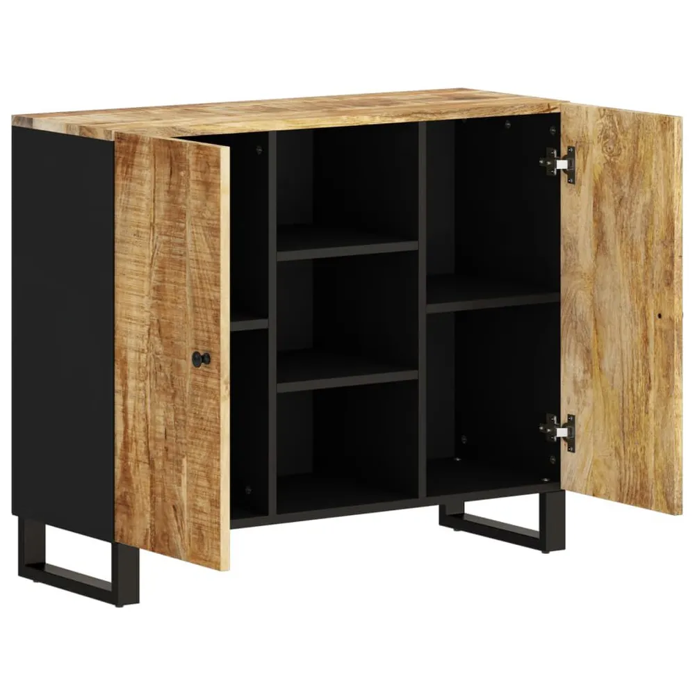 Credenza con 2 Ante 90x33x75 cm Legno Massello di Mango