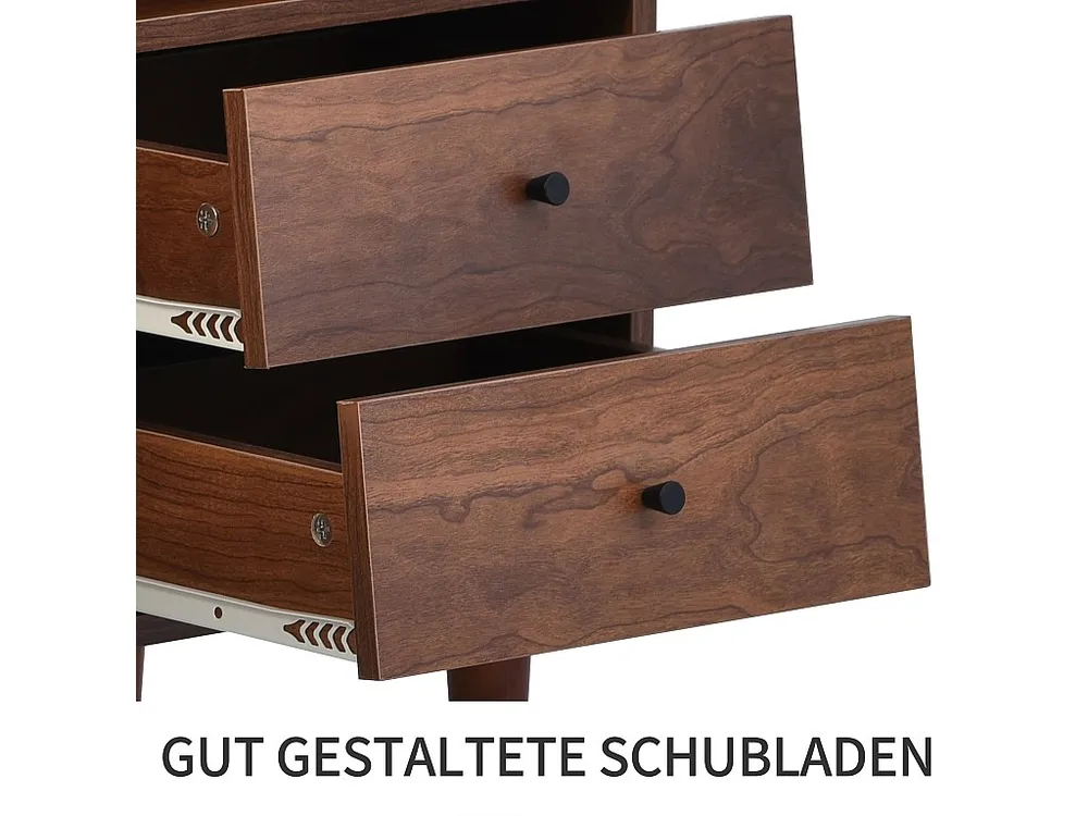 Credenza con 3 ante e 2 cassetti pannelli di particelle di legno - effetto rattan - colore marrone Stile Rustico