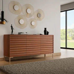Credenza con 3 ante Legno di mango e Metallo Naturale tenebroso MAODISA