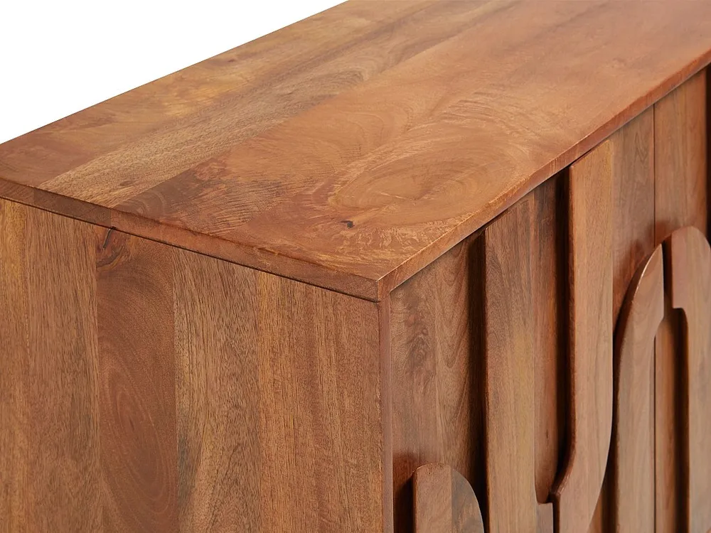 Credenza con 3 ante Legno di mango e Metallo Nero Naturale MIZORAM Set Completo 12 Pezzi