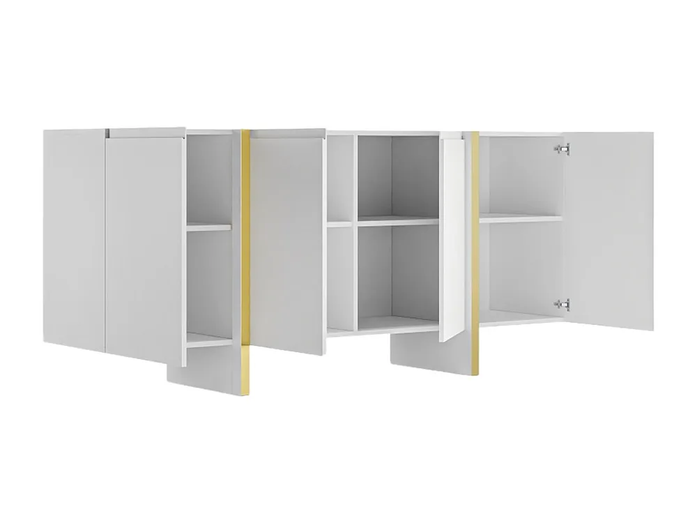 Credenza con 4 ante MDF Bianco e Dorato LUVONIA Made Italy