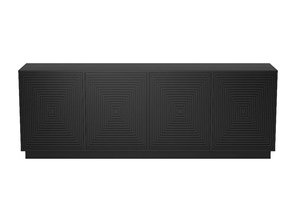 Credenza con 4 ante MDF Colore: Nero MEZULIA Set Completo 12 Pezzi