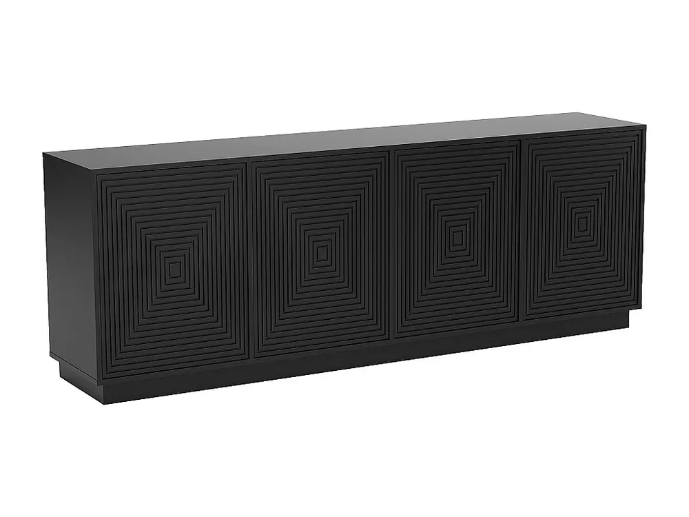 Credenza con 4 ante MDF Colore: Nero MEZULIA Set Completo 12 Pezzi