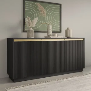 Credenza con 3 ante MDF Nero e Dorato POSINIA Design Industriale