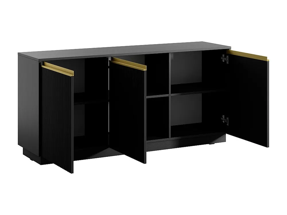 Credenza con 3 ante MDF Nero e Dorato POSINIA Design Industriale
