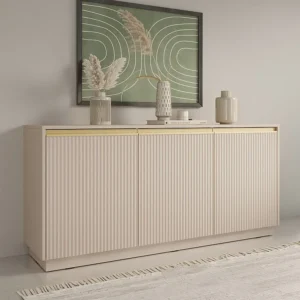 Credenza con 3 ante MDF Nocciola e Dorato POSINIA