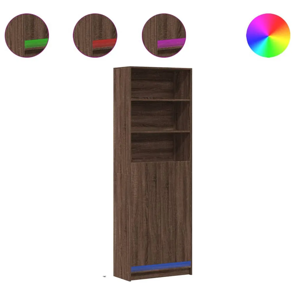 Credenza con LED Rovere Marrone 69x32,5x200 cm Truciolato