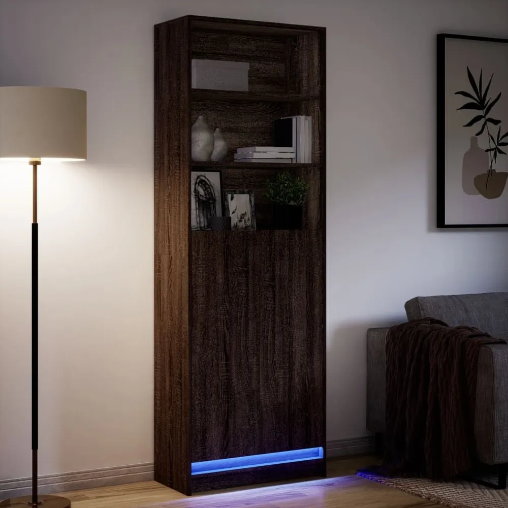 Credenza con LED Rovere Marrone 69x32,5x200 cm Truciolato