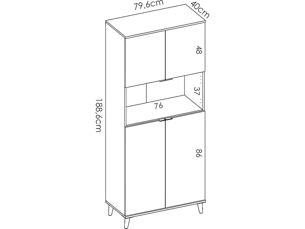 Credenza da cucina 4 ante 1 nicchia Bianco e Rovere WAJDI con Cassetti Soft-Close