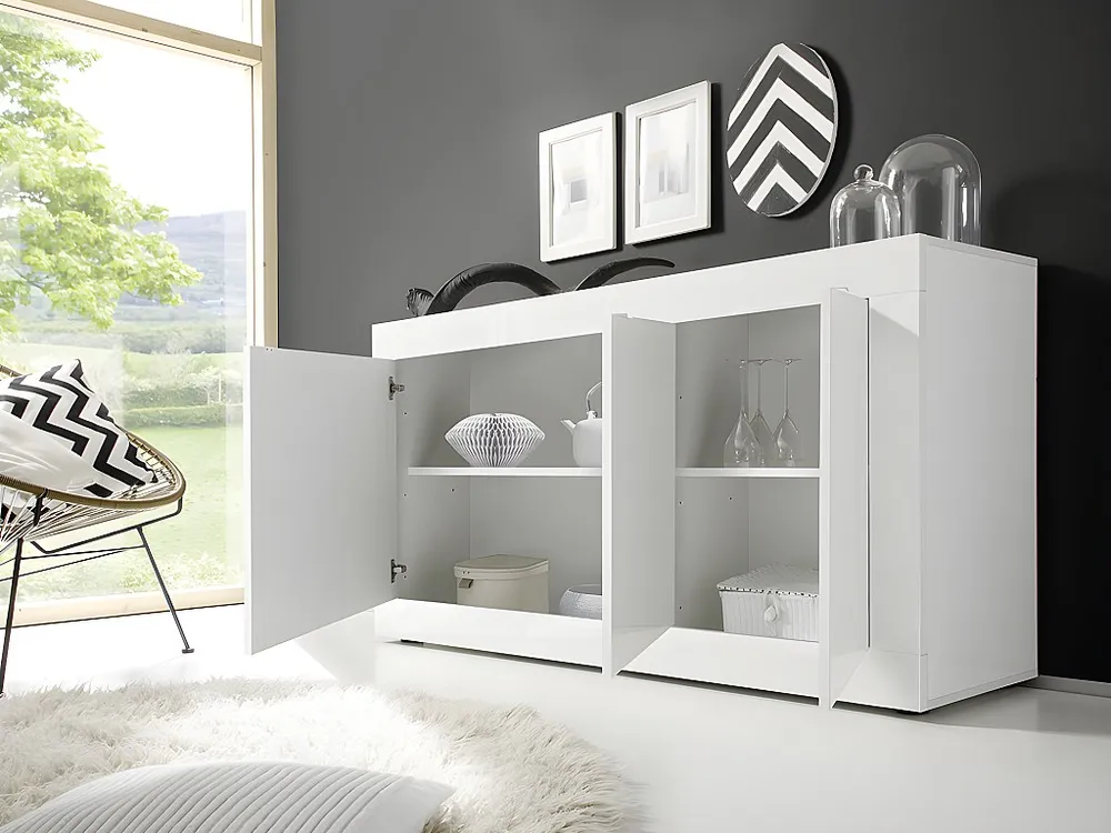 Credenza di design con 3 ante Bianco laccato COMETE Made Italy