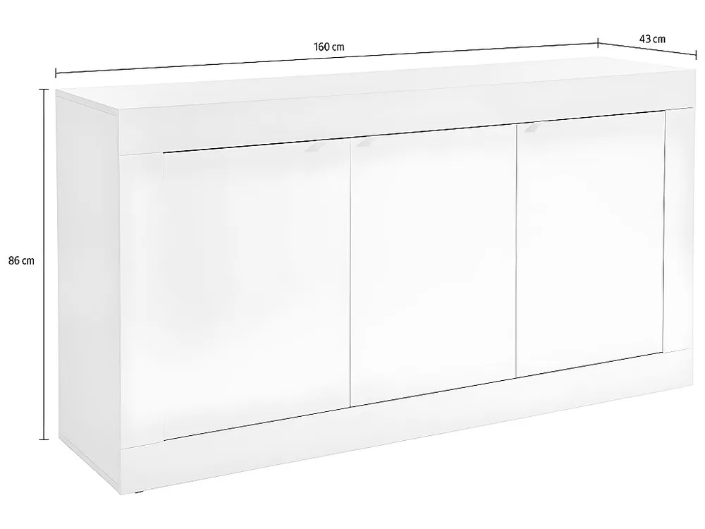 Credenza di design con 3 ante Bianco laccato COMETE Made Italy
