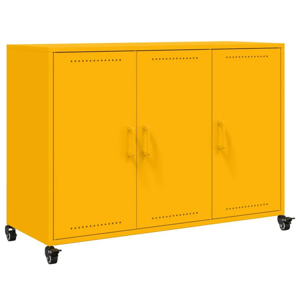 Credenza Giallo Senape 100,5x39x72 cm Acciaio