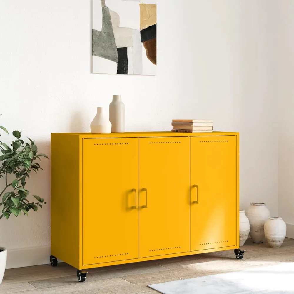 Credenza Giallo Senape 100,5x39x72 cm Acciaio