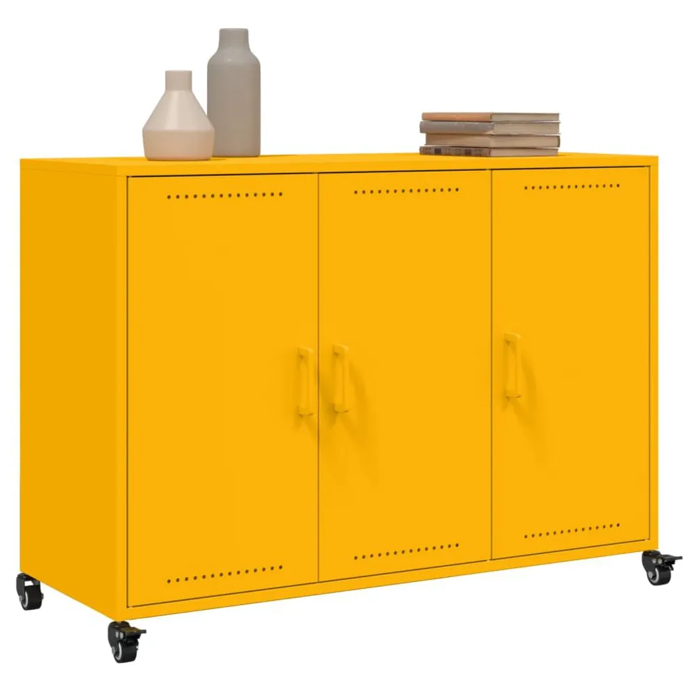 Credenza Giallo Senape 100,5x39x72 cm Acciaio