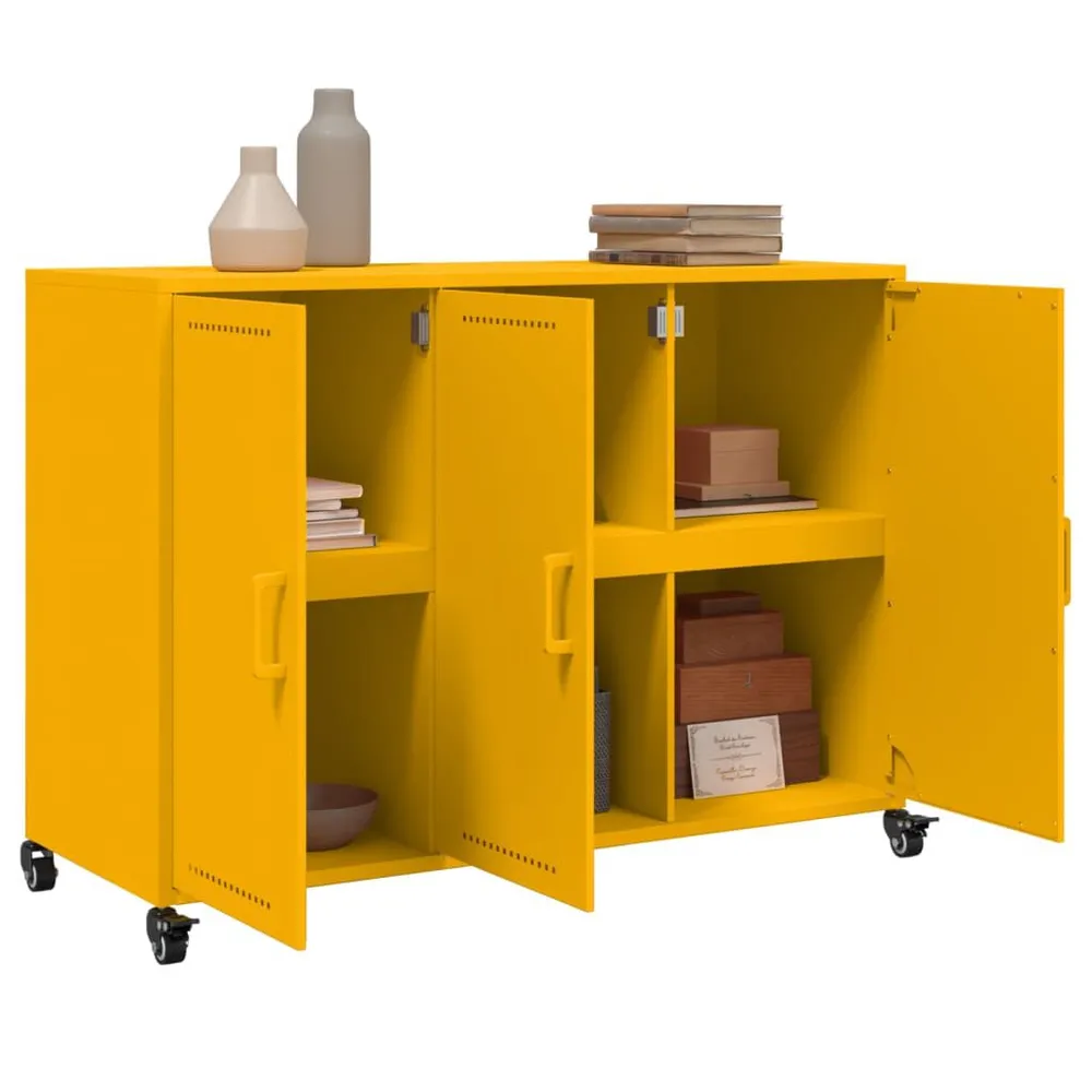 Credenza Giallo Senape 100,5x39x72 cm Acciaio