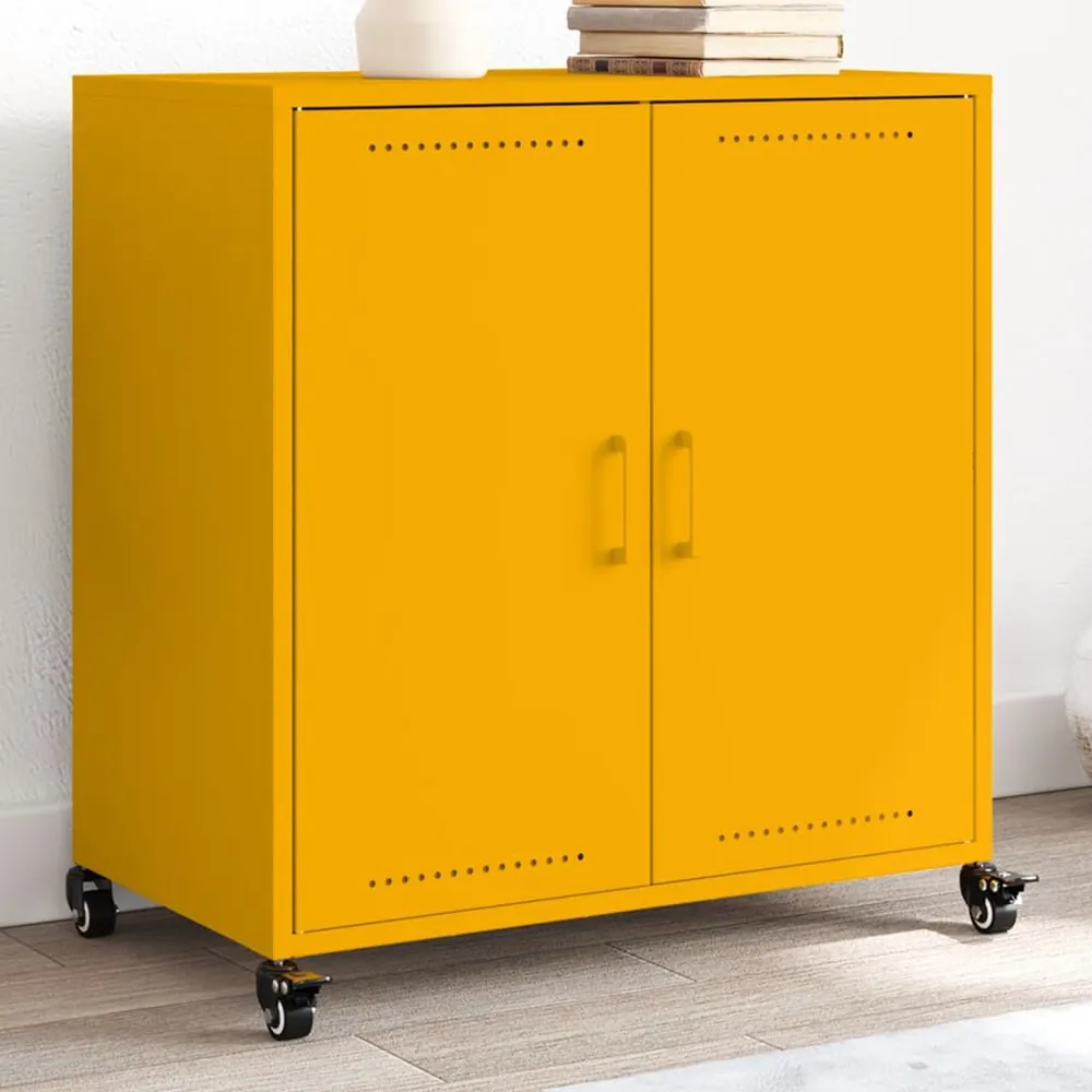 Credenza Giallo Senape 68,5x39x72 cm Acciaio