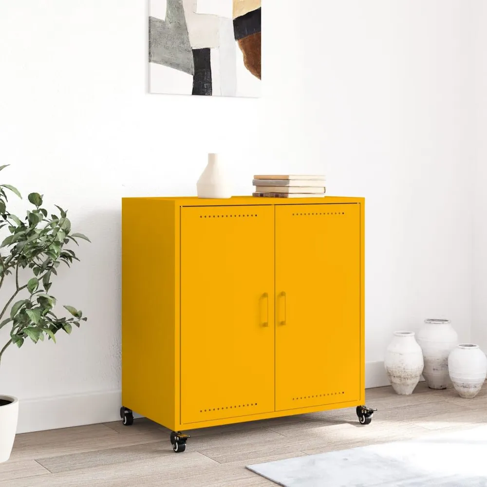 Credenza Giallo Senape 68,5x39x72 cm Acciaio