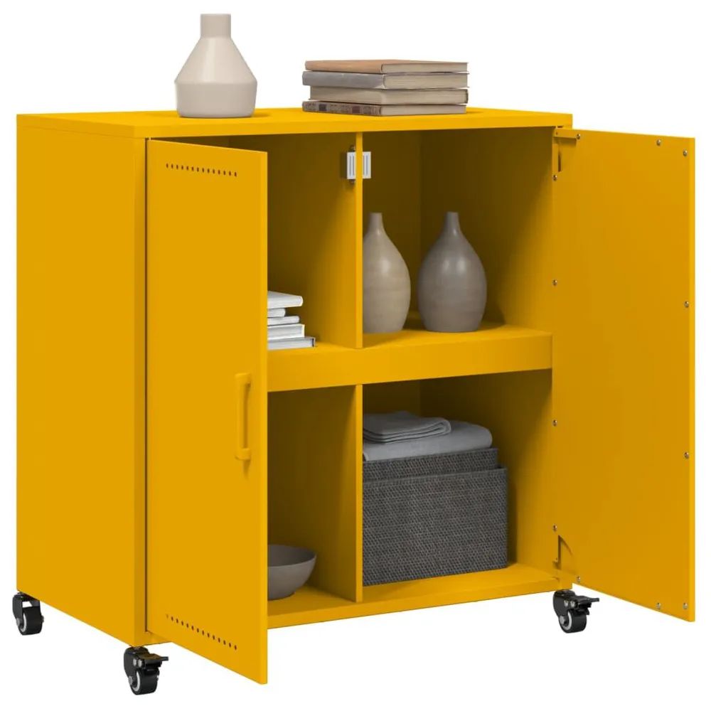 Credenza Giallo Senape 68,5x39x72 cm Acciaio