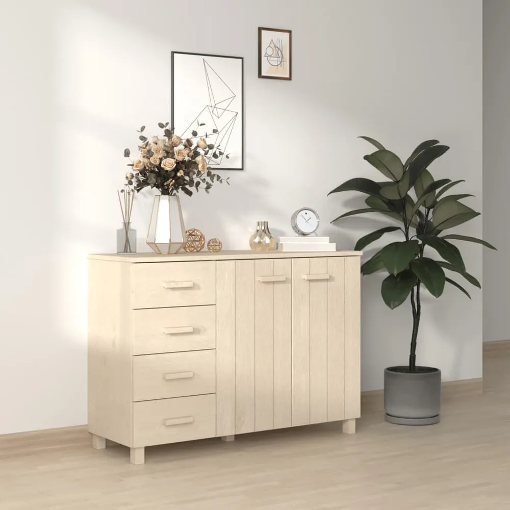 Credenza HAMAR ambra 113x40x80 cm Legno Massello di Pino per Pranzi Famiglia