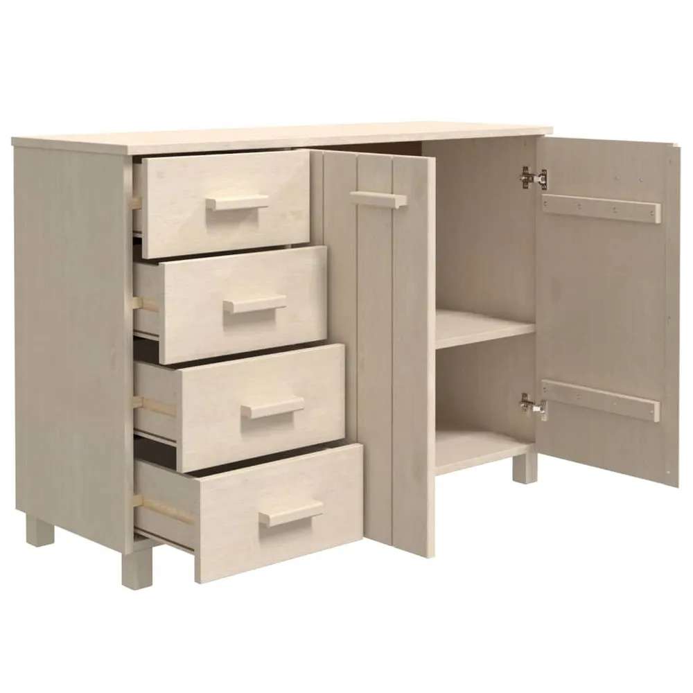 Credenza HAMAR ambra 113x40x80 cm Legno Massello di Pino per Pranzi Famiglia
