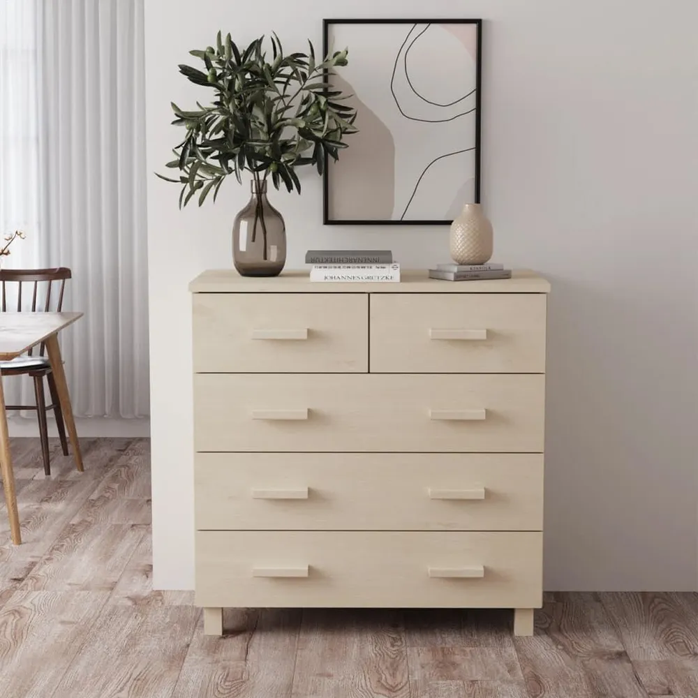 Credenza HAMAR ambra 79x40x80 cm Legno Massello di Pino
