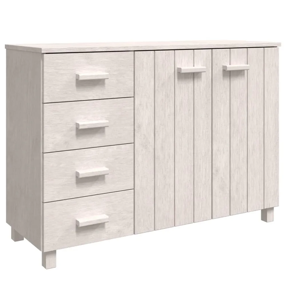 Credenza HAMAR Bianca 113x40x80 cm Legno Massello di Pino