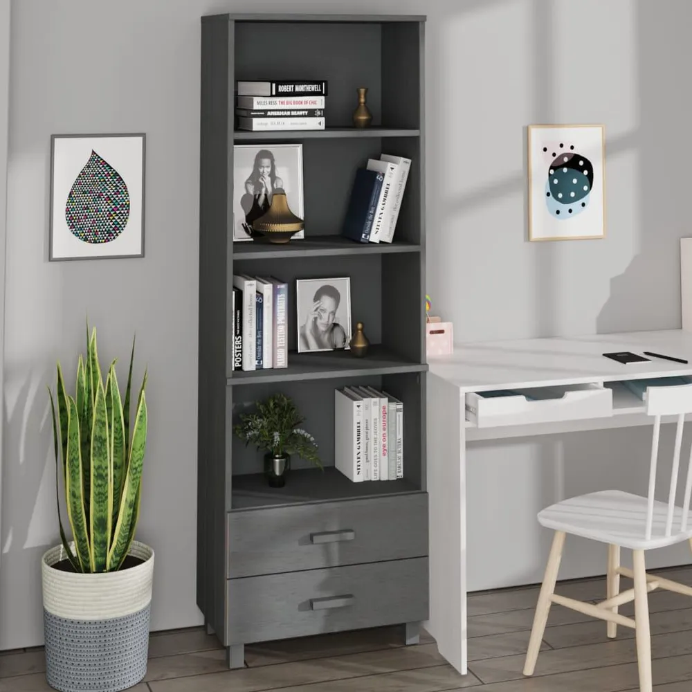 Credenza HAMAR Grigio Cupo 60x35x180 cm Legno Massello di Pino