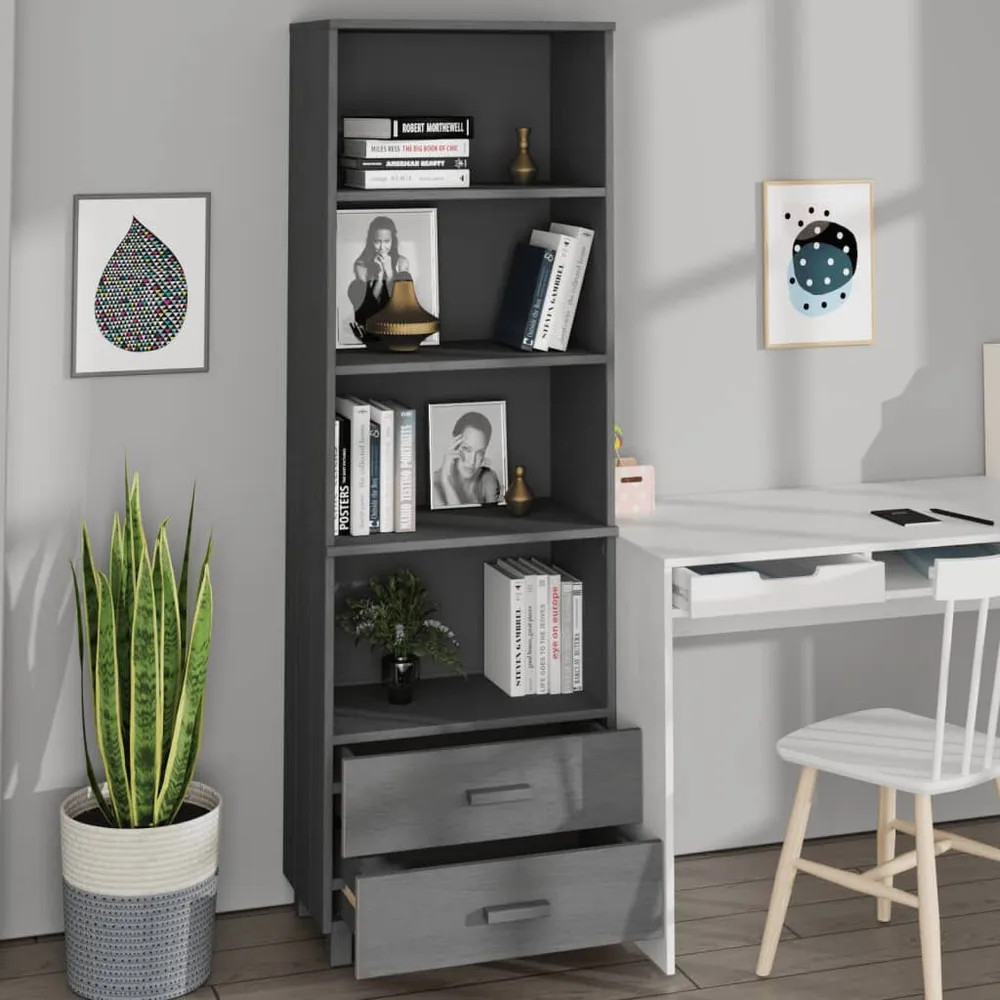 Credenza HAMAR Grigio Cupo 60x35x180 cm Legno Massello di Pino