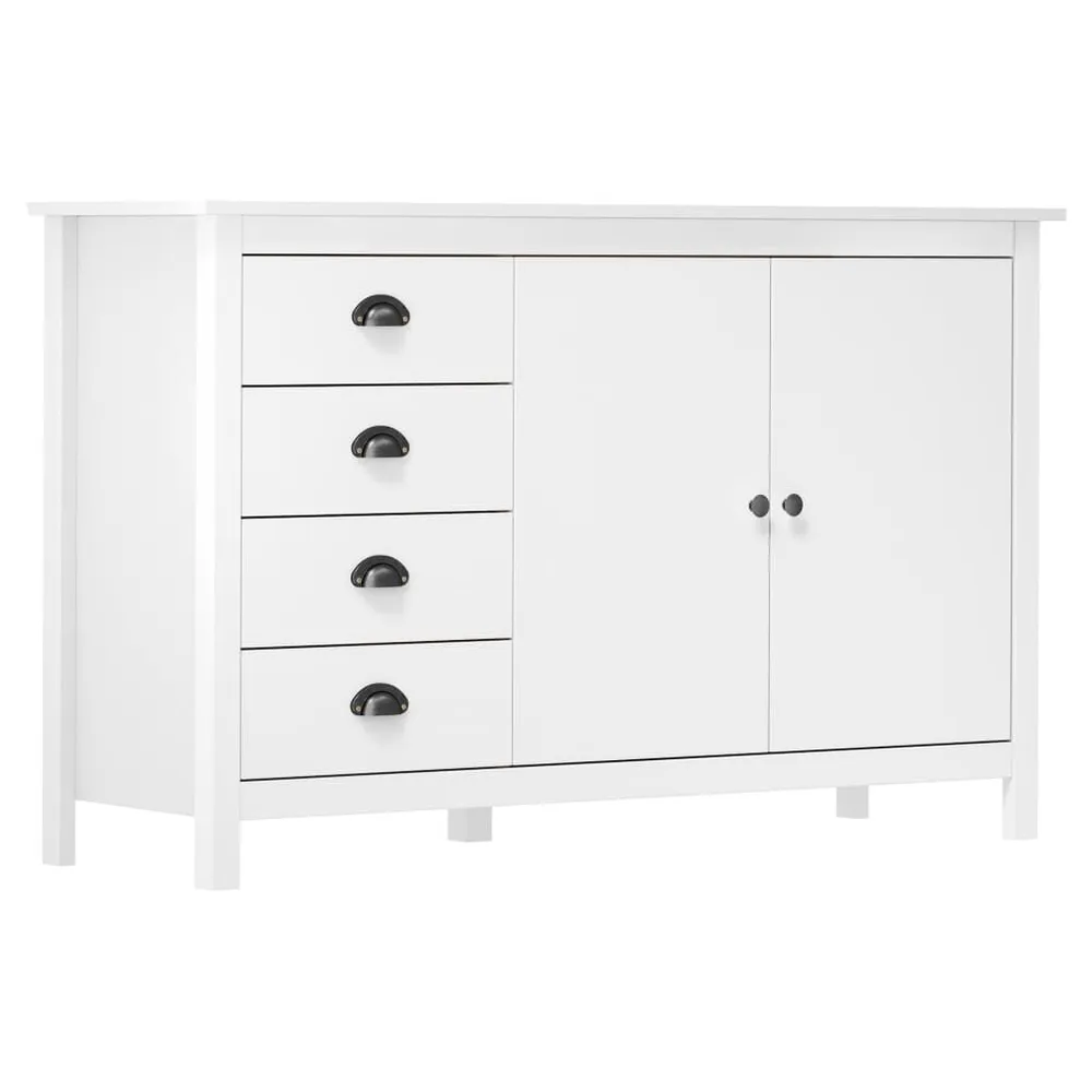 Credenza Hill Bianca 130x40x80 cm Legno Massello di Pino