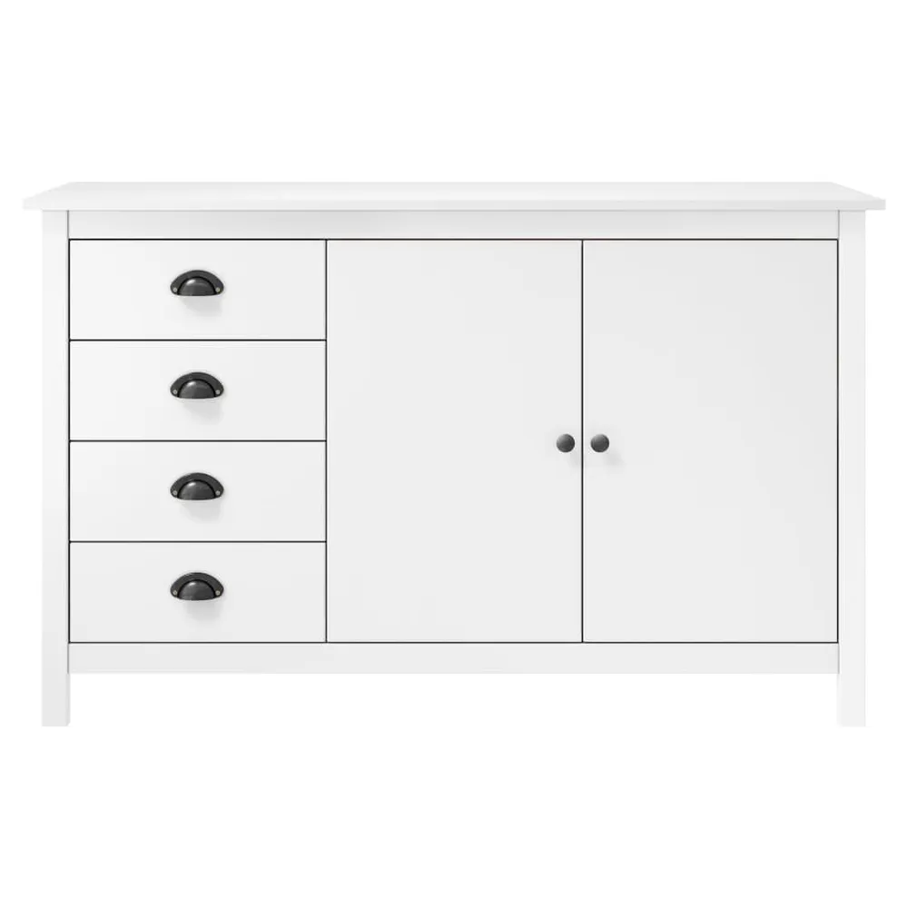 Credenza Hill Bianca 130x40x80 cm Legno Massello di Pino