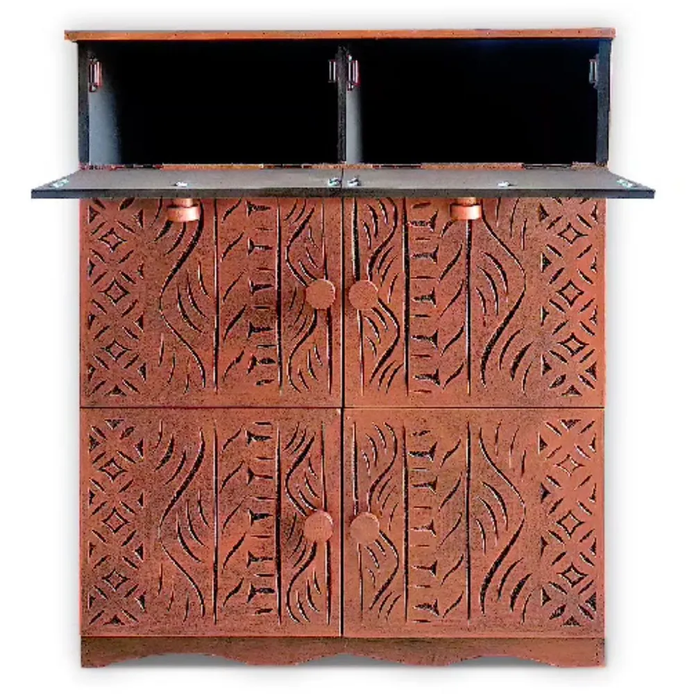 Credenza legno intagliato stile etnico 6 ante L70cm Anthiika Bois Cuivre Design Industriale