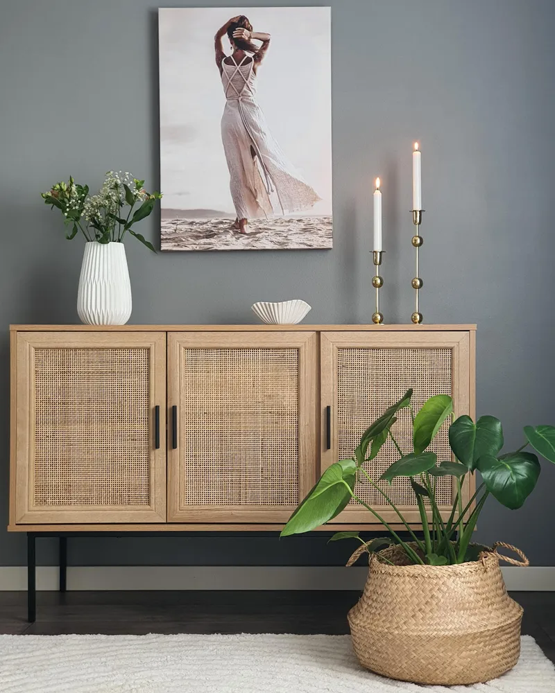 Credenza legno limpido e nero 120 x 40 PASCO