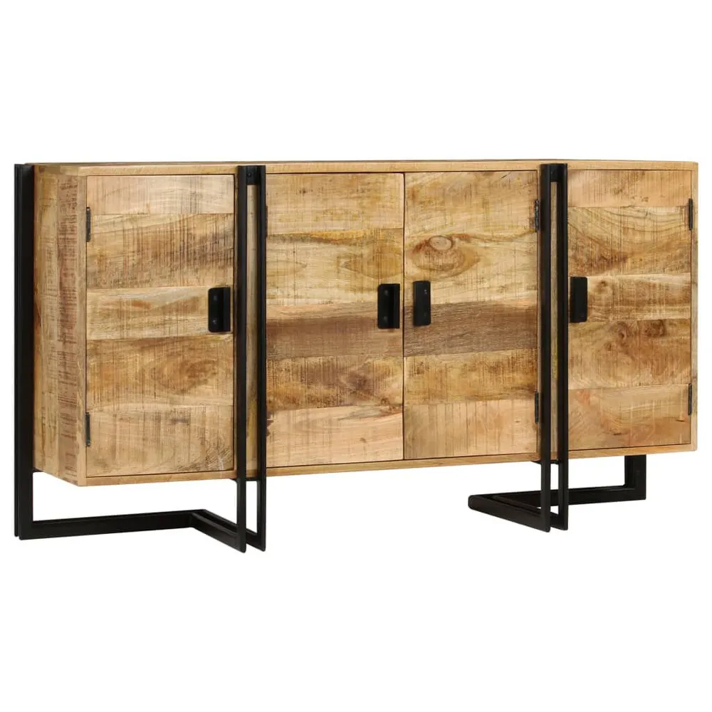 Credenza Legno Massello di Mango 150x40x80 cm con Piano Marmo Sintetico