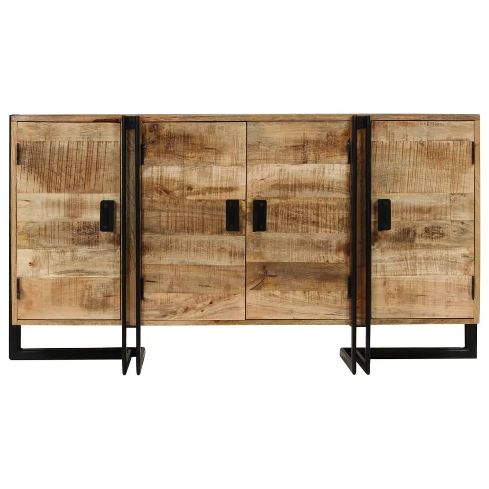 Credenza Legno Massello di Mango 150x40x80 cm con Piano Marmo Sintetico